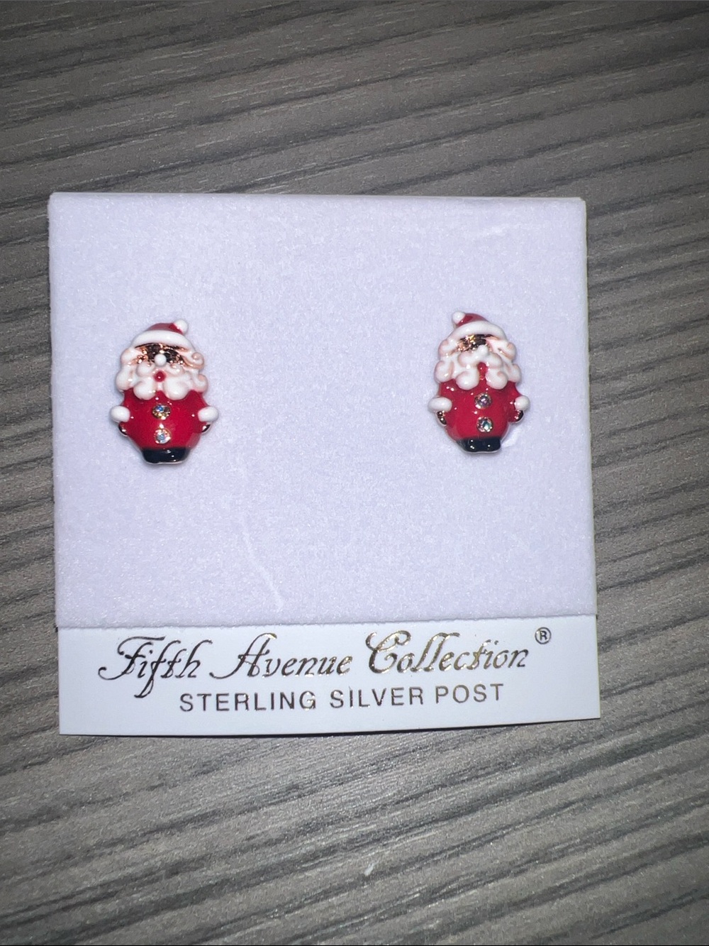 Fifth Avenue Collection Red Santa Sterling Silver Post Earrings